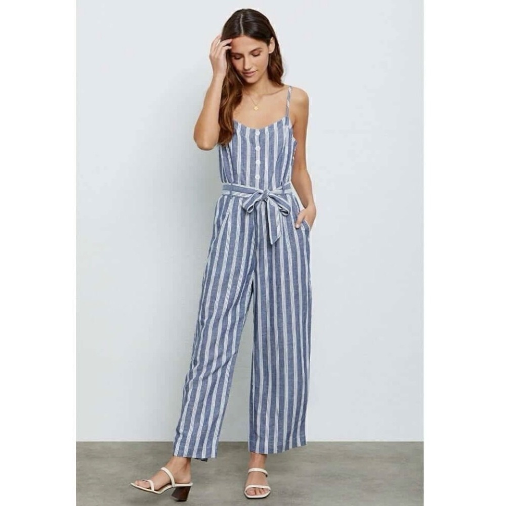 Rails NWT Sz XS Harper Jumpsuit in Normandy Stripe Linen Blend